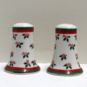 Lefton Christmas Theme Salt and Pepper Shakers With Stoppers